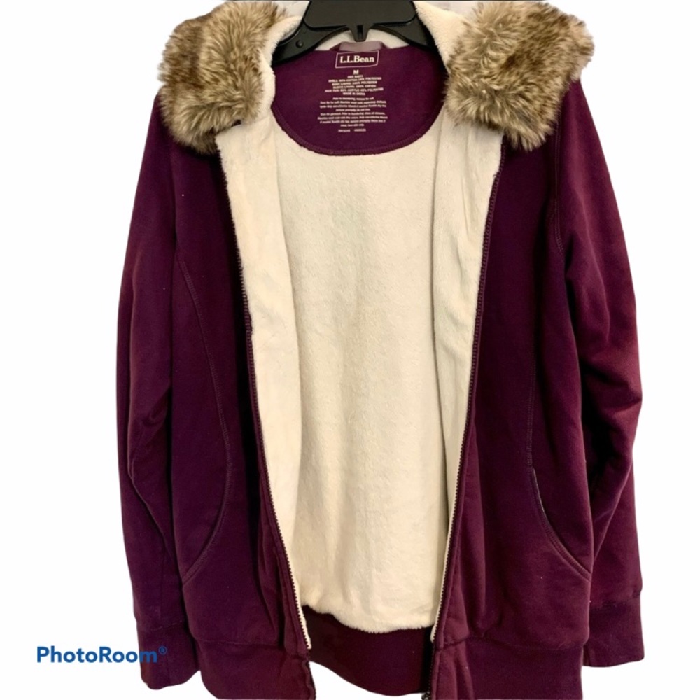 💖LL Bean Faux Fur Lined Zip Front Hoodie